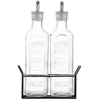 Kilner Set of 2 600ml Oil Bottles and Metal Rack