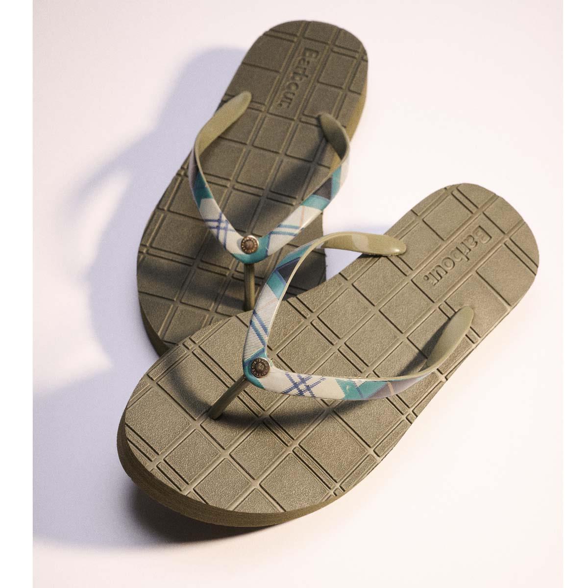 Olive/Ancient Tartan Barbour Tilda Toe Post Sandal LS
