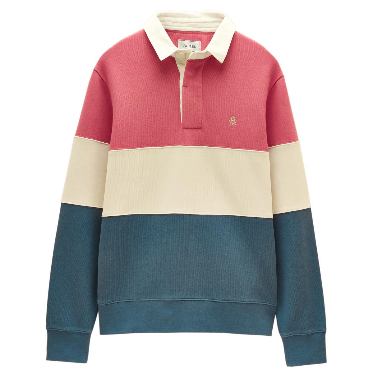 Blue/Pink Joules Mens French Rib Rugby Shirt