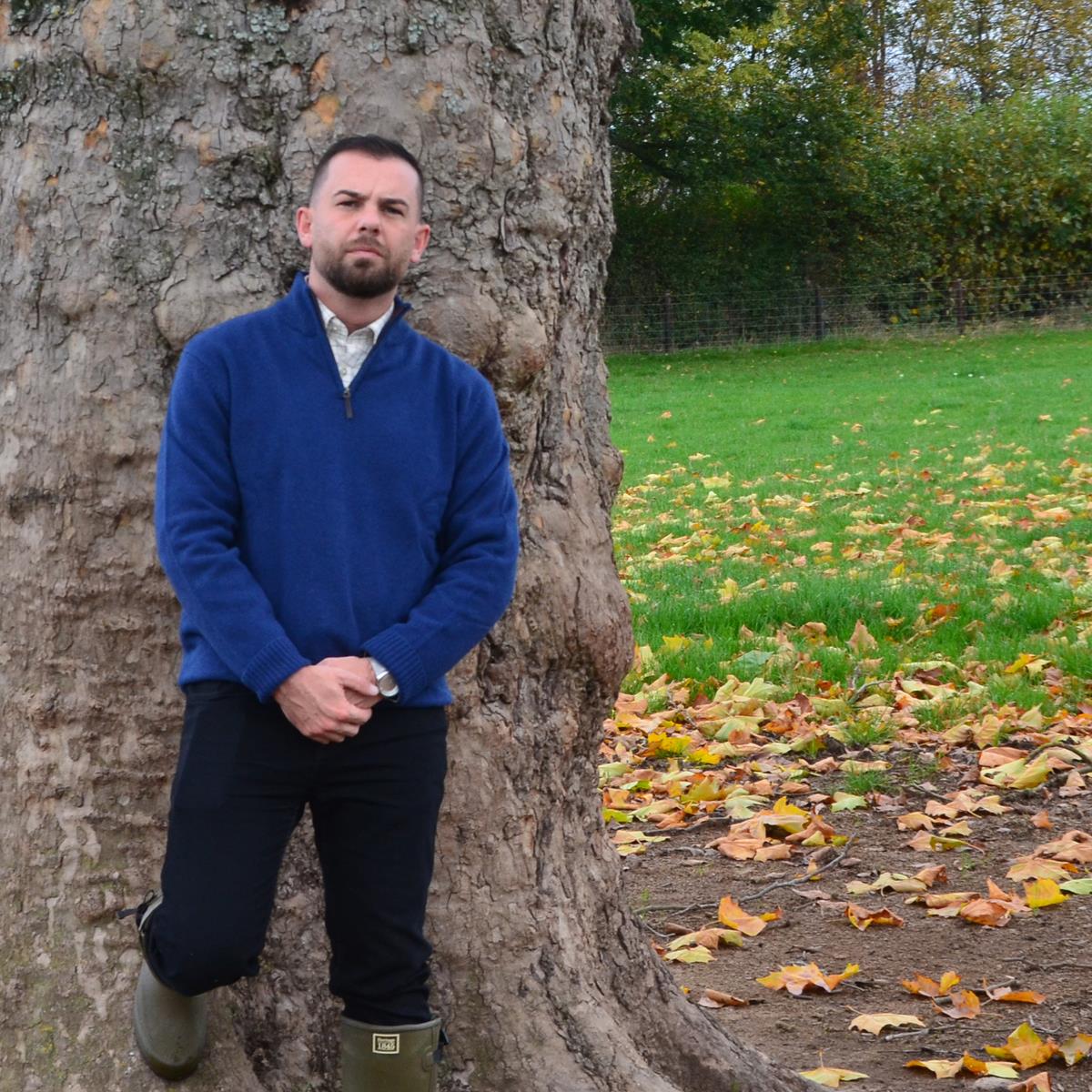 Albert and Maurice Netherton Neptune Navy Lambswool Zip Neck Jumper