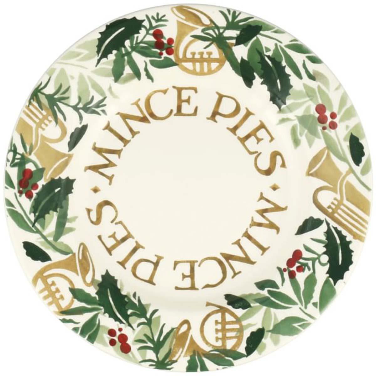Emma Bridgewater Christmas Bring in the Green Mince Pies 8.5 Inch Plate