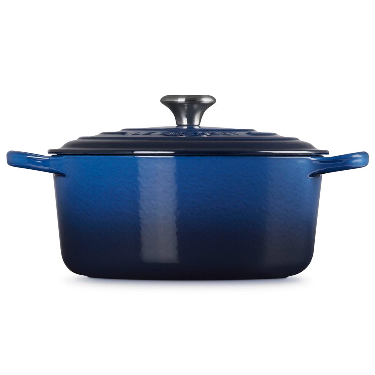 Le Creuset Signature Cast Iron Round Casserole 22cm Lapis Side