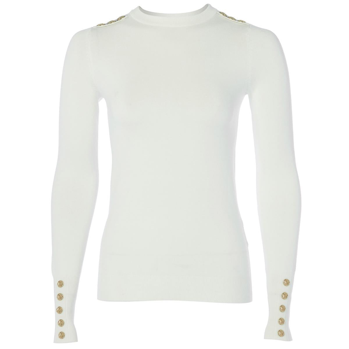 Holland Cooper Womens Buttoned Knit Crew Neck Jumper