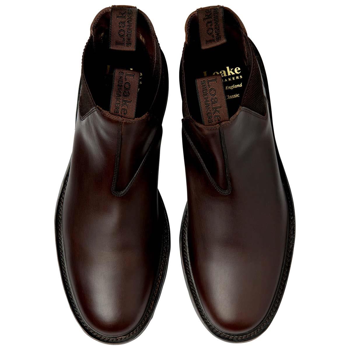 Dark Brown Waxy Leather Loake Tintagel Chelsea Boot Top