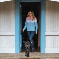 Pink/Blue Hoggs Of Fife Dumfries 1888 Ladies 1/4 Zip Sweatshirt Lifestyle