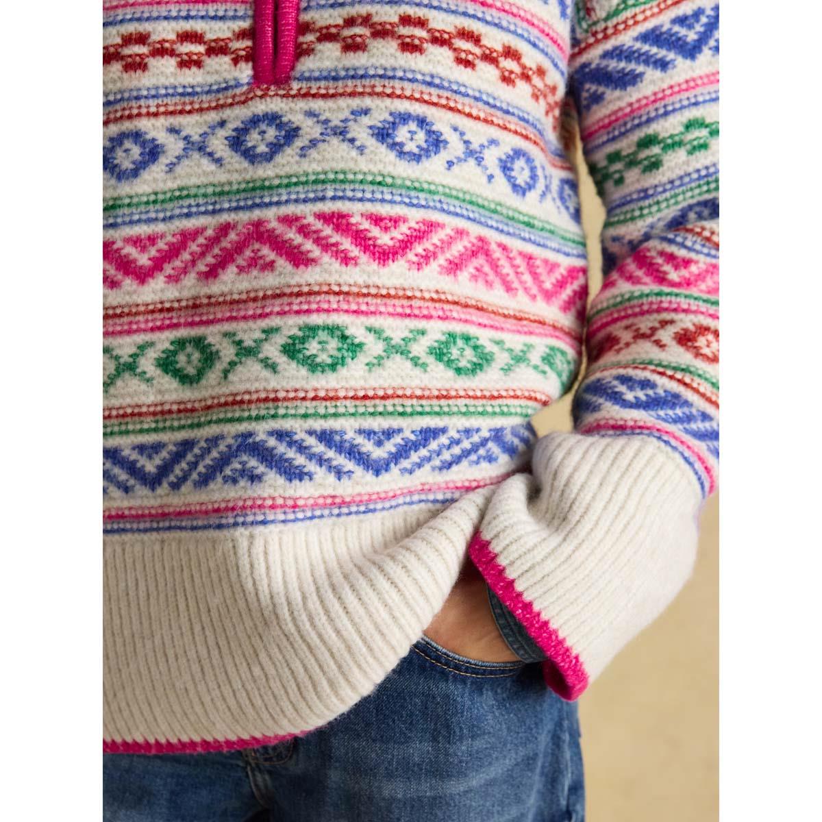 Joules Womens Allaway Fairisle Quarter Zip Jumper