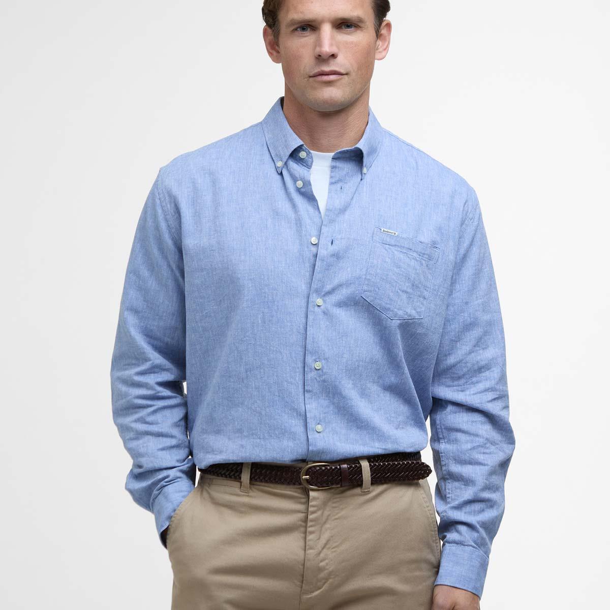 Barbour Mens Nelson Linen Blend Regular Fit Shirt