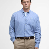 Blue Barbour Mens Nelson Linen Blend Regular Fit Shirt Front