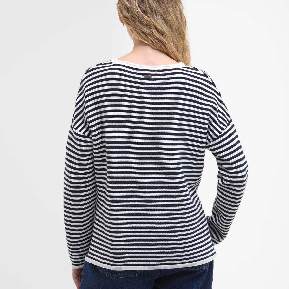 Navy Stripe Barbour Womens Marine Stripe Knitted Jumper Back