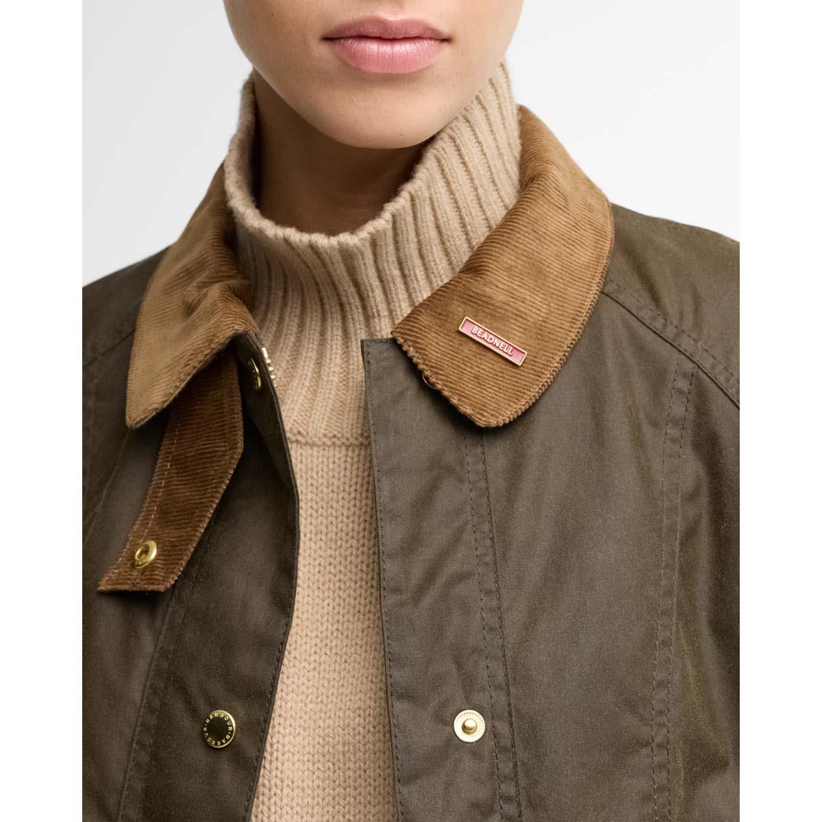 BEECH Barbour Womens Icons Beadnell Wax Jacket COLLAR