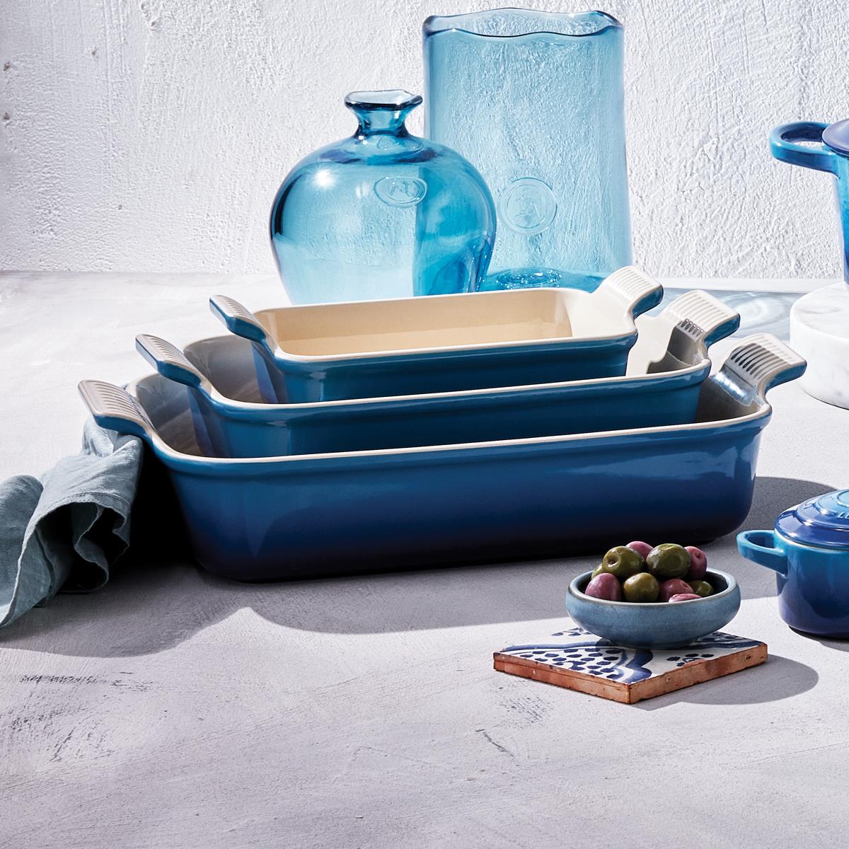 Le Creuset 32cm Stoneware Heritage Rectangular Dish Azure Blue