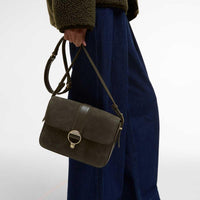 Olive Barbour Womens Rosa Suede & Leather Crossbody Bag On Model