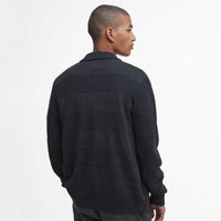 Black Marl Barbour Mens Filley Knitted Cardigan Model Back