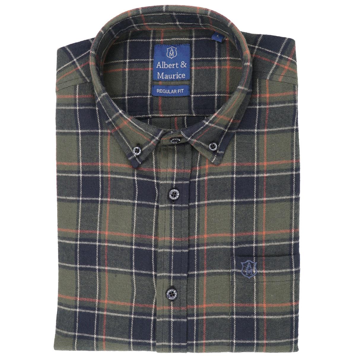 Albert and Maurice Mens Wye Shirt Olive Green Check