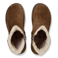 Dark Tea Birkenstock Womens Uppsala Zip Shearling Suede Leather Boots Top View
