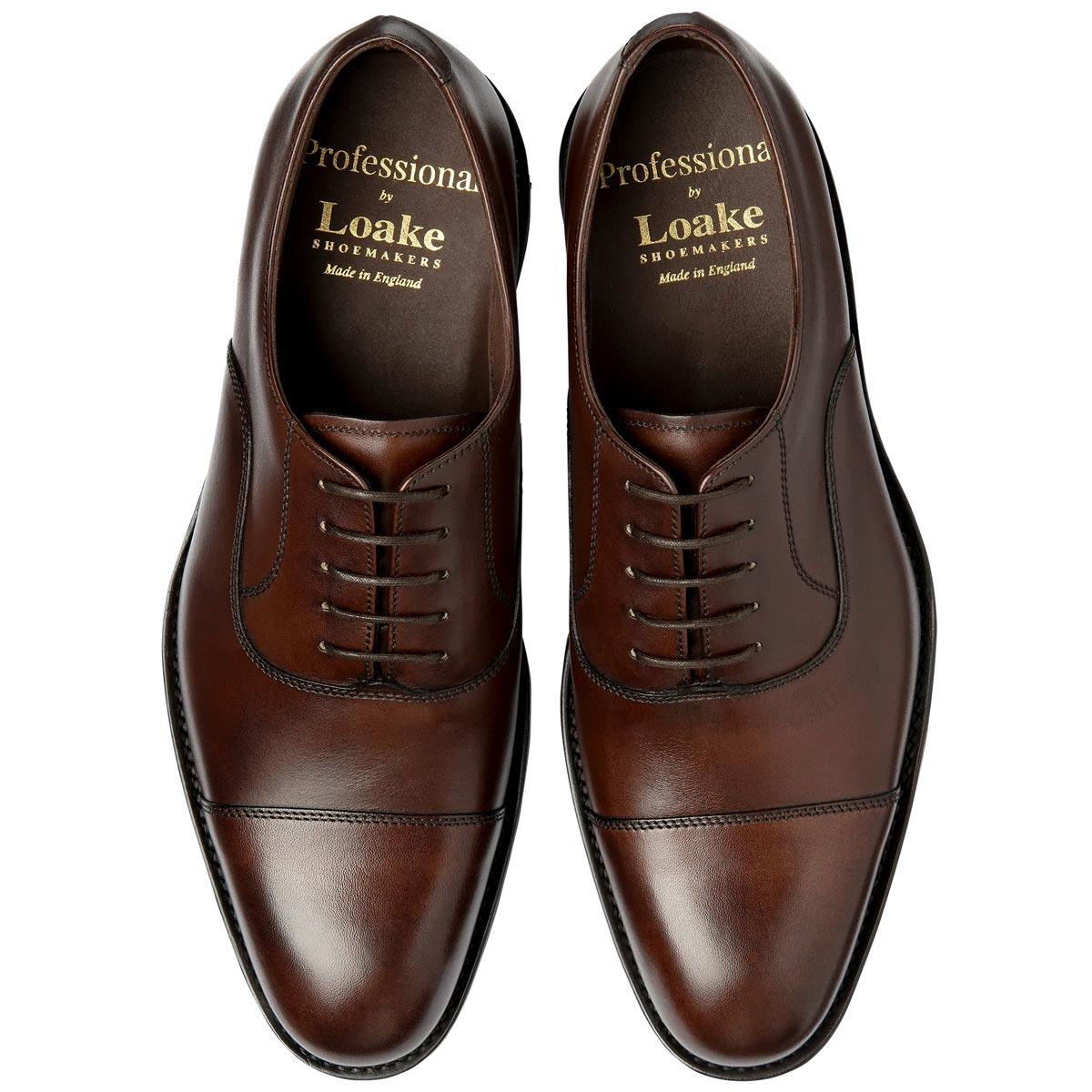 Dark Brown Calf Loake Mens Hitchcock Shoes Top