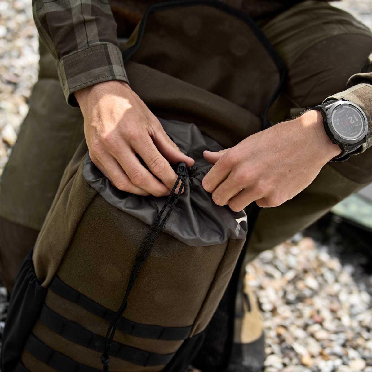 Hunting Green Harkila Forest Hunter 12L Backpack Fastening Detail