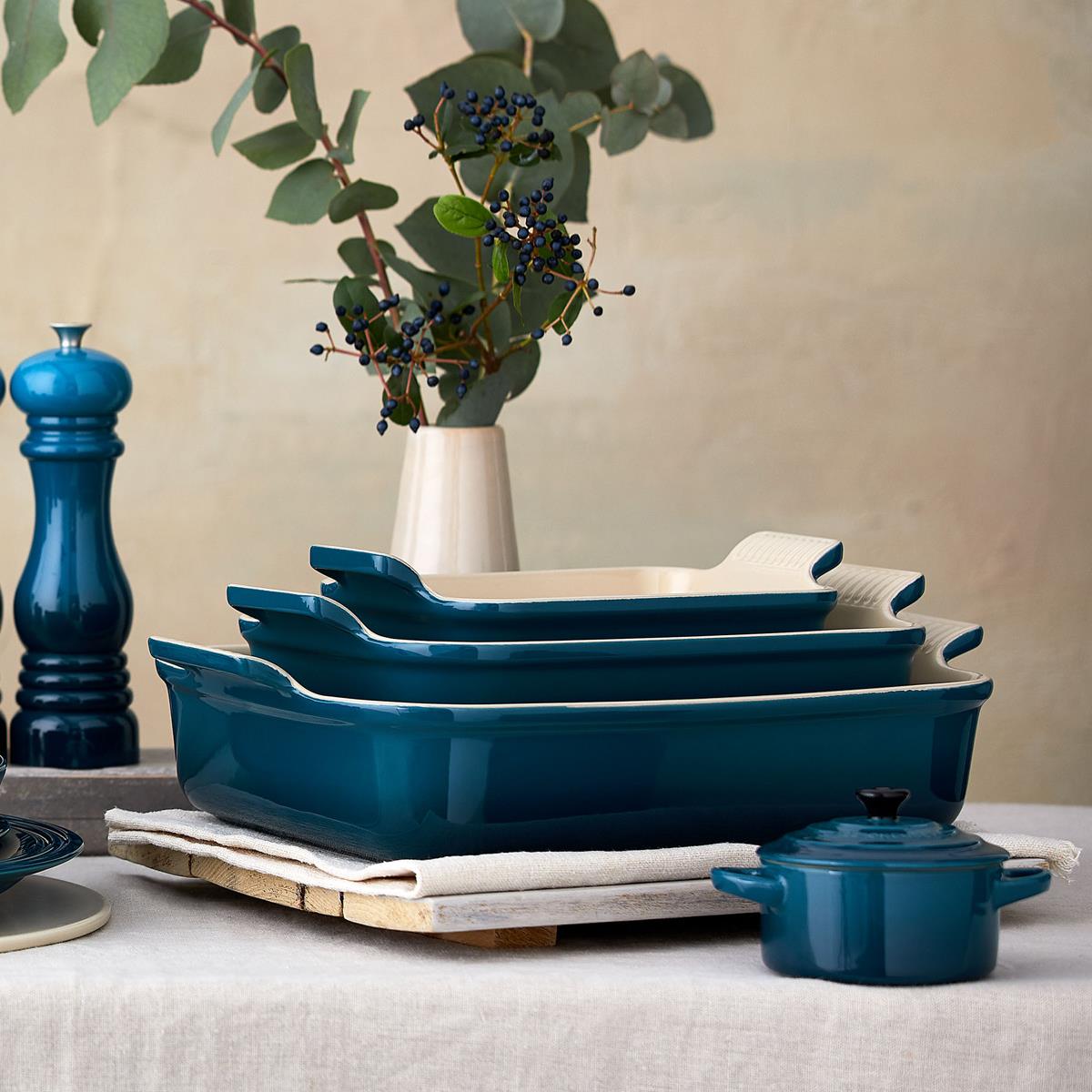 Le Creuset 26cm Stoneware Heritage Rectangular Dish Deep Teal