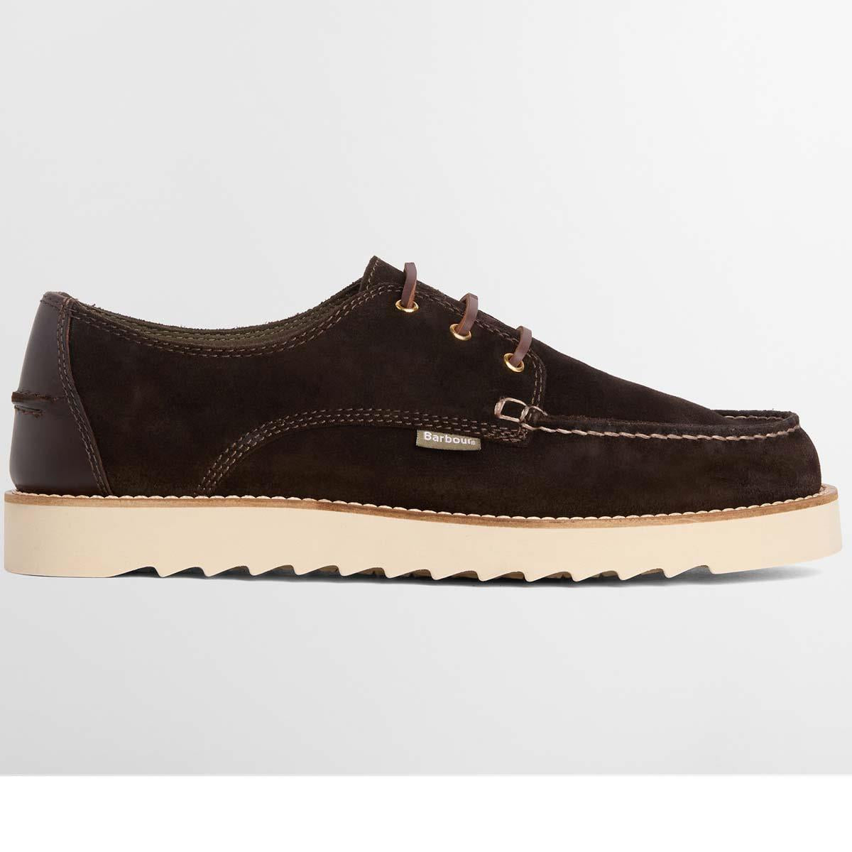 Dark Brown Suede Barbour Mens Aydon Derby Shoe SIDE