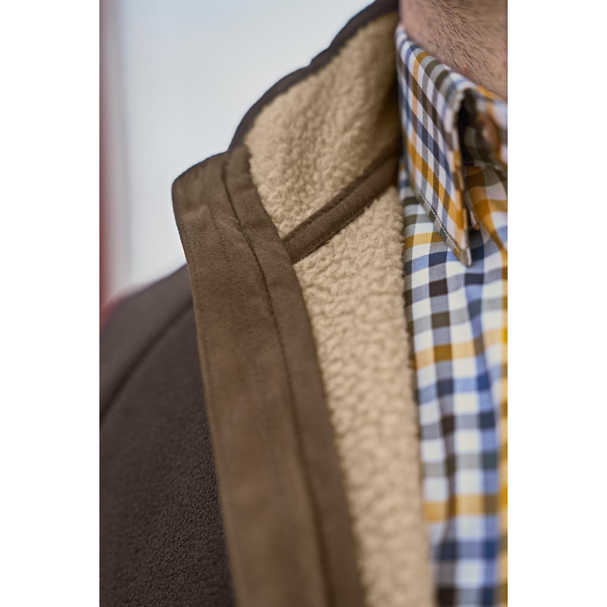 Demitasse Brown Harkila Mens Sandhem Sherpa Fleece Jacket COLLAR