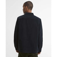Navy Barbour Mens Tartan Trimmed Cord Overshirt Back