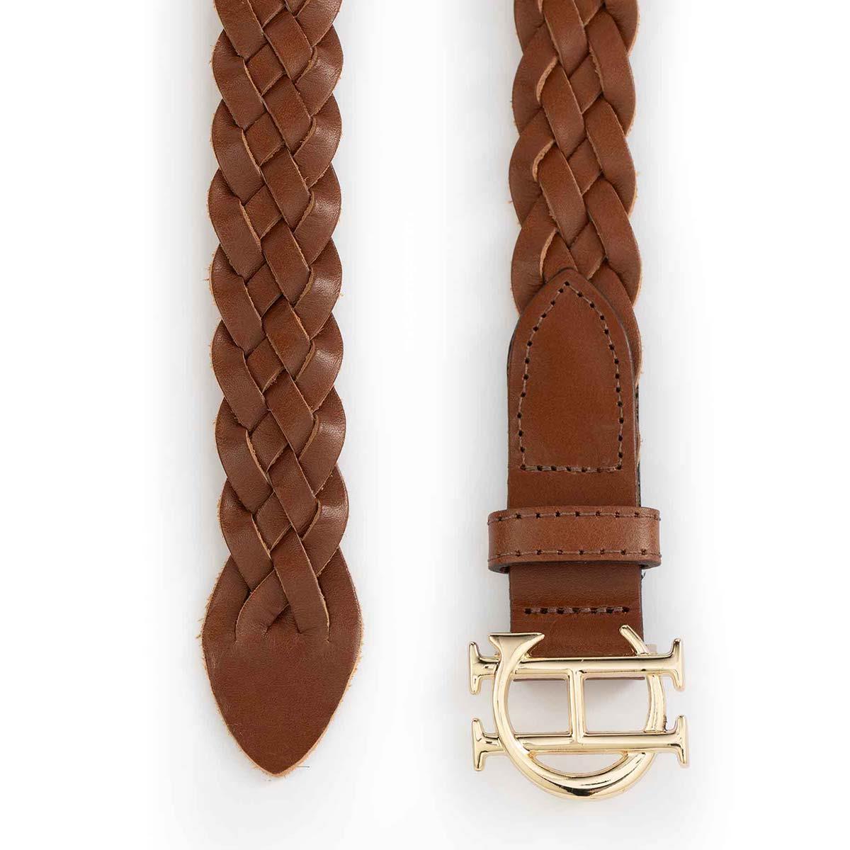 Tan Holland Cooper Womens Plaited Slim Belt Buckle Detail