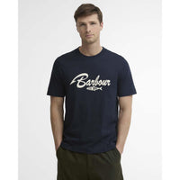 Dark Navy Barbour Mens Hook Relaxed Graphic T-Shirt FRONT
