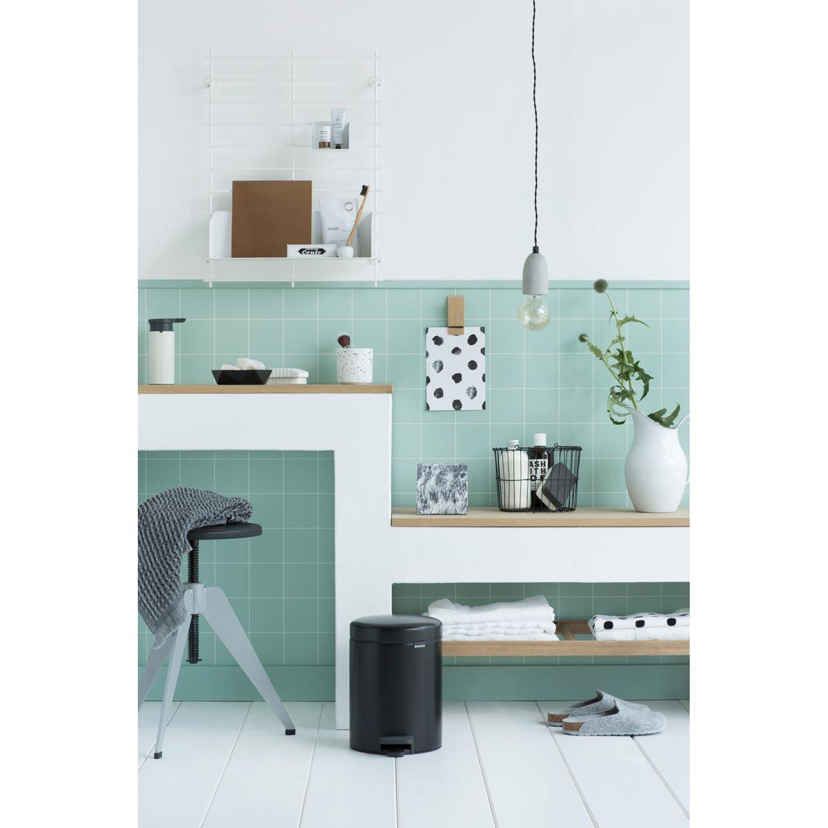 Matt Black Brabantia newIcon Pedal Bin 5 Litre Plastic Bucket Lifestyle