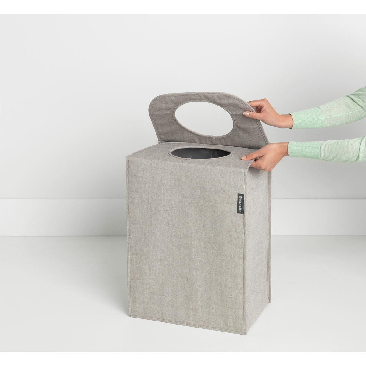 Grey Brabantia Rectangular Laundry Bag Opening