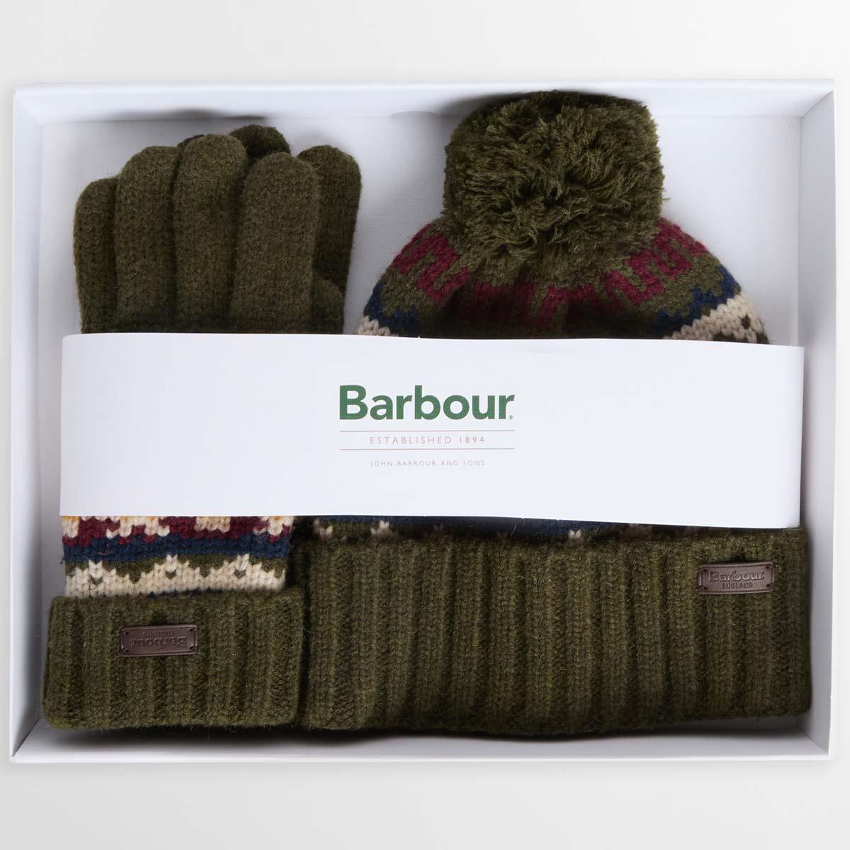 Barbour Mens Kane Knitted Beanie & Gloves Gift Set