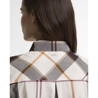 Ecru Muted Tartan Barbour Womens Moorland Shirt Back Collar