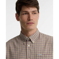 Dark Bordeaux Barbour Mens Farmtown Regular Fit Checked Shirt COLLAR