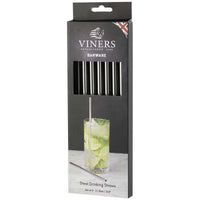 Viners Barware 6 Piece Long Steel Drinking Straws BOX
