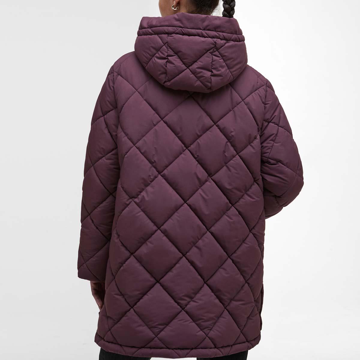 Black Cherry/Muted Tartan Barbour Womens Kailyn Puffer Jacket back