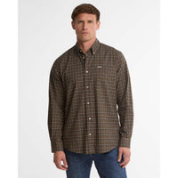 Olive Barbour Mens Alderwood Regular Fit Tattersall Shirt FRONT