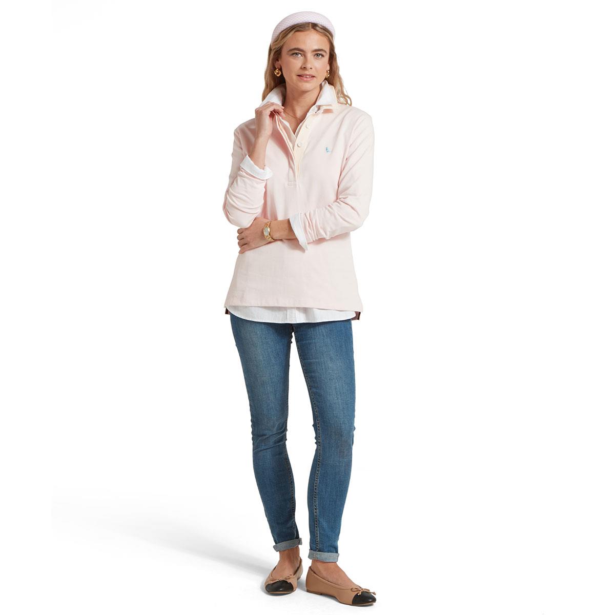 Mauve blush Schoffel Womens Chapel Porth Rugby Shirt model