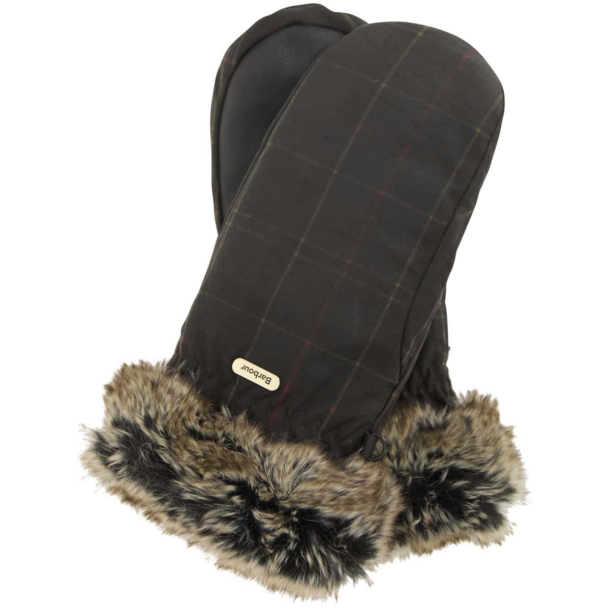 Barbour Womens Tartan Wax Mitts