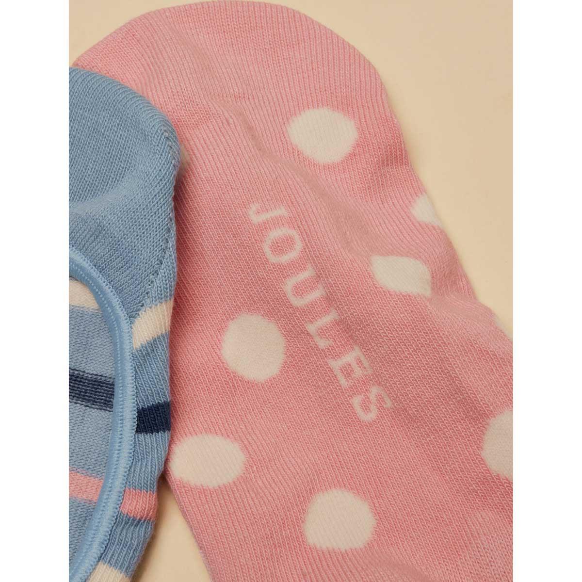 Pink/Blue Joules Womens Bessie Invisible Socks 2 Pack Sole Detail