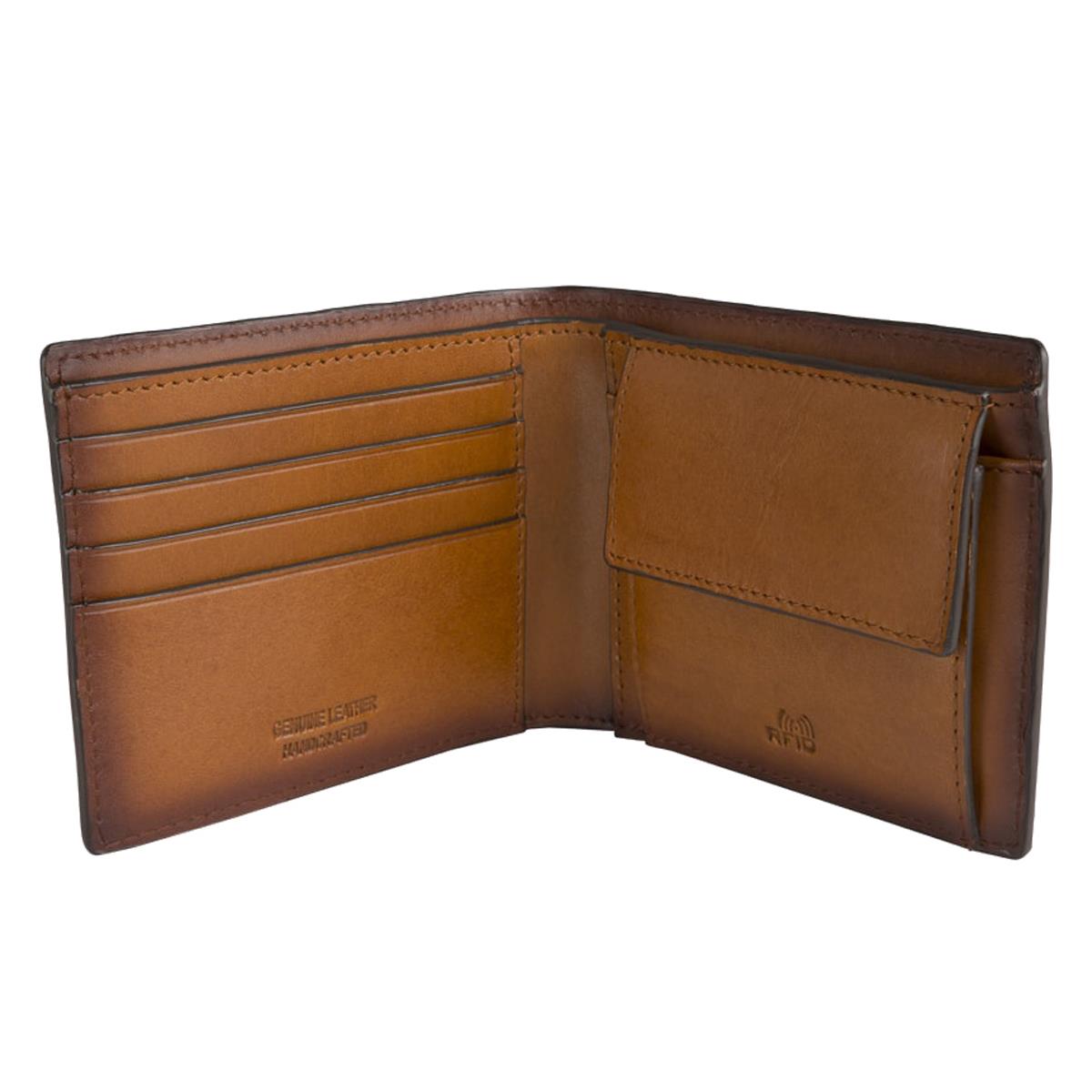 Brown Calf Leather Loake Mens Barclay Wallet Open