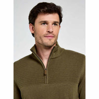 Kelp Dubarry Mens Spillane Quarter Zip Jumper On Model Detail