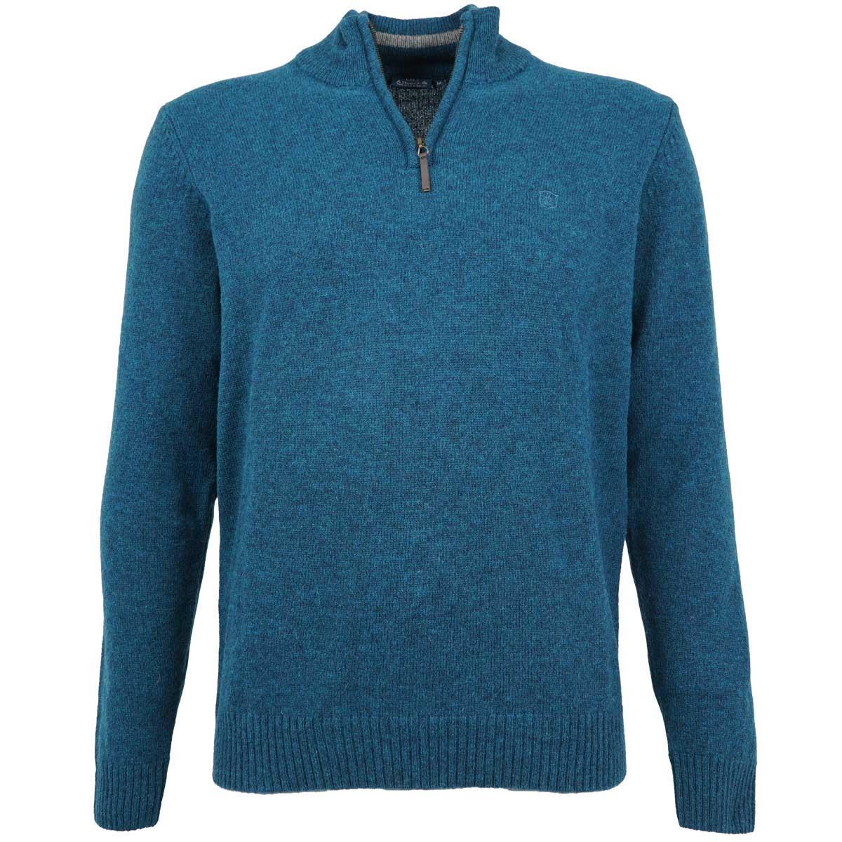 Albert and Maurice Netherton Zip Neck Lambswool Jumper Teal