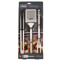 Joseph Joseph GrillOut 3-Piece Stainless-Steel BBQ Turner, Tongs and Fork Set In Packaging
