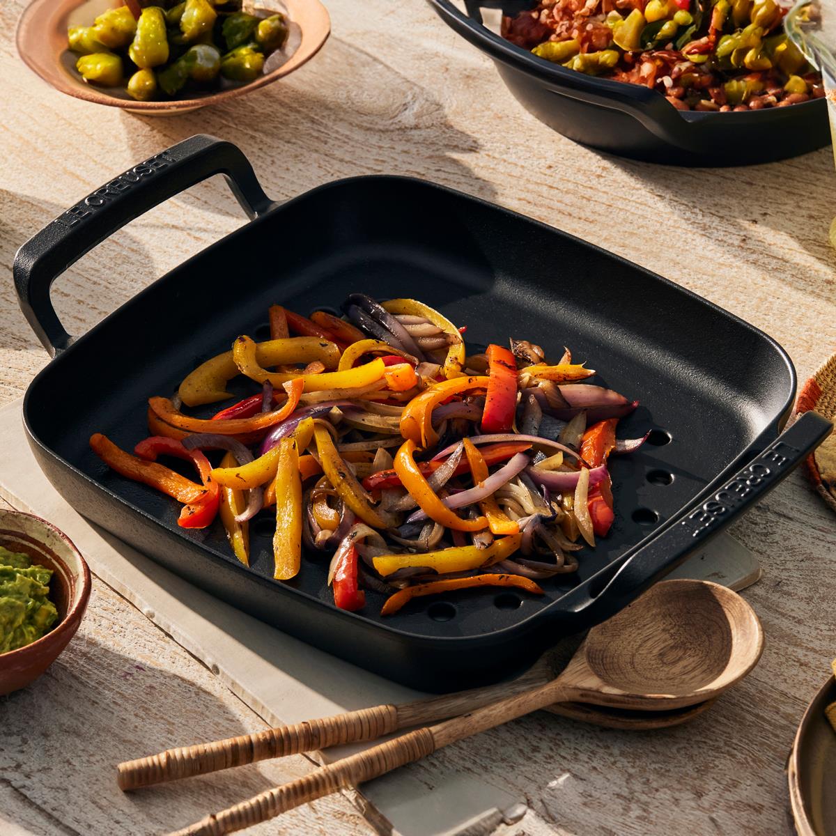 Le Creuset Cast Iron BBQ Square Grill Basket cooking