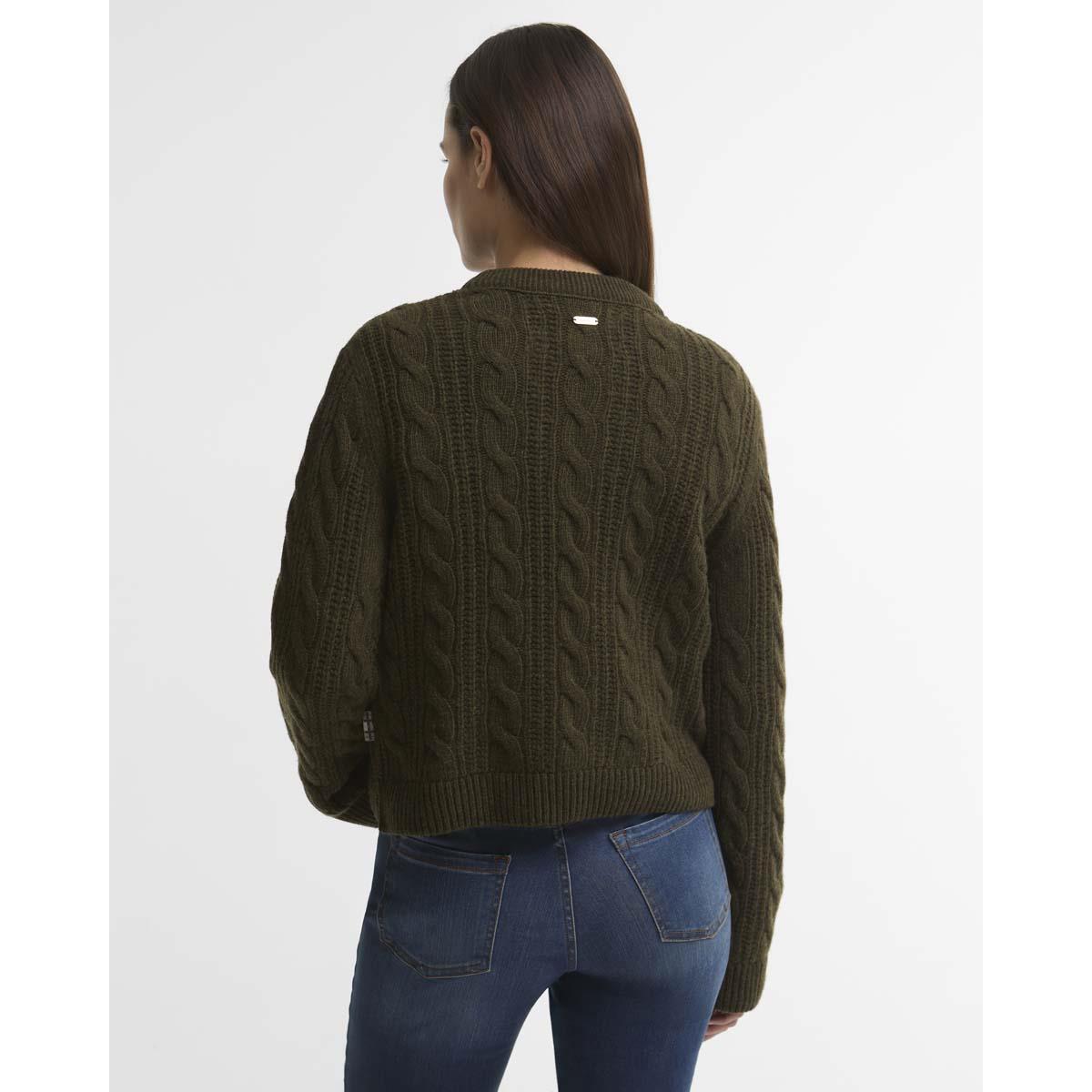 OLIVE Barbour Womens Joan Knitted Jumper BACK