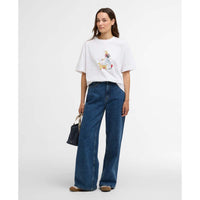 White Barbour Womens Derwent T-Shirt on model