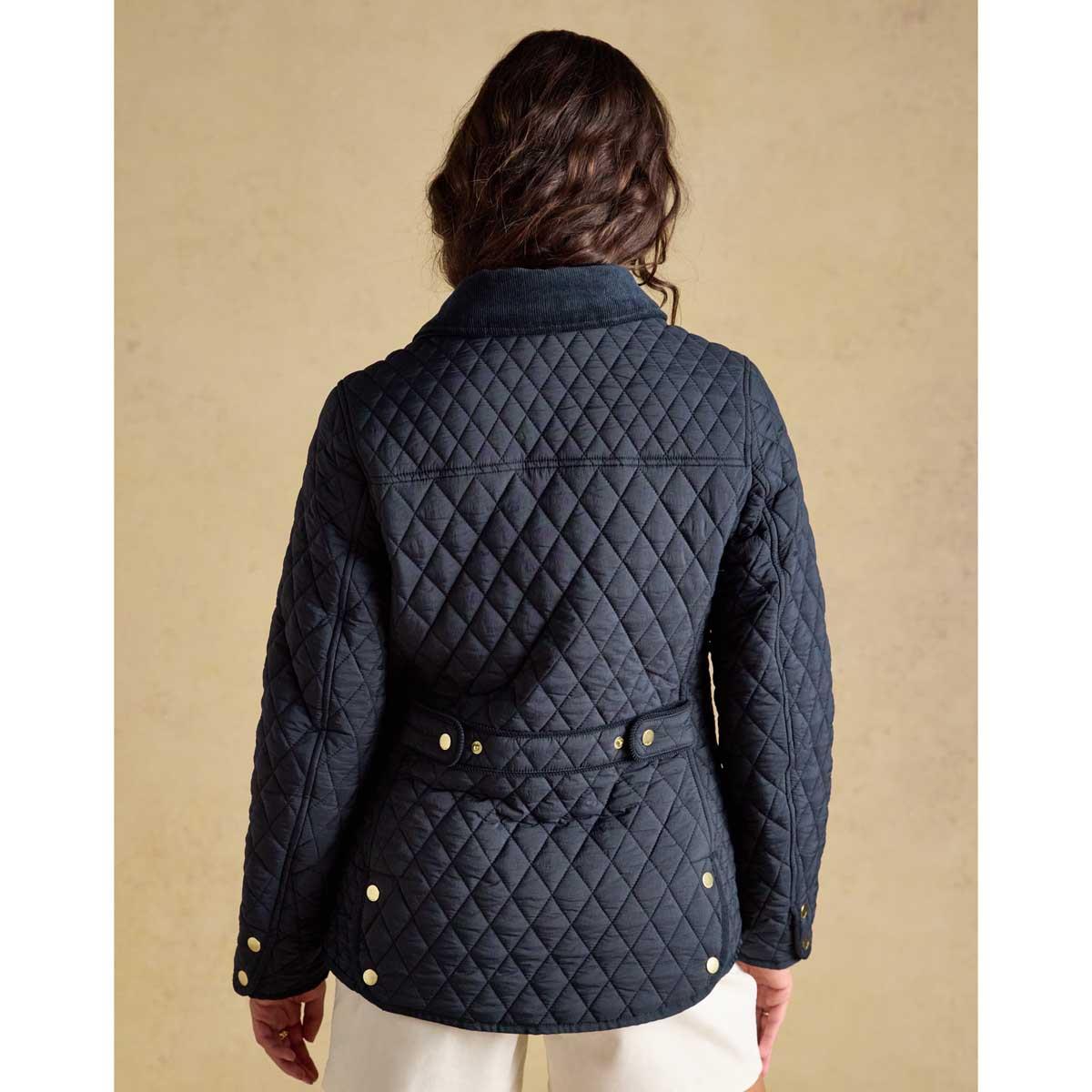 Navy Joules Womens Highclere Showerproof Quilted Jacket Back