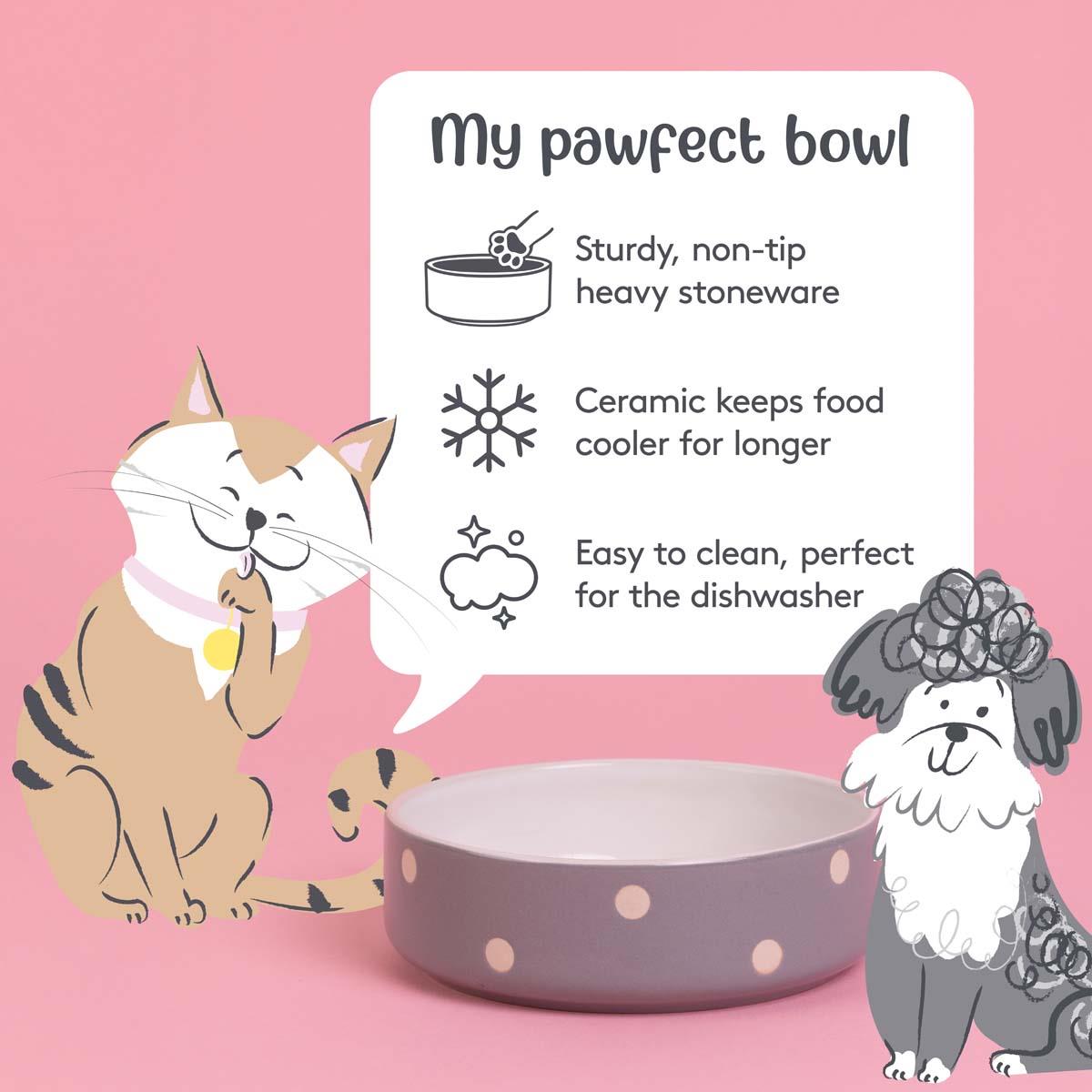Mason Cash Polka Dot Grey Pet Bowl 13cm INFO3