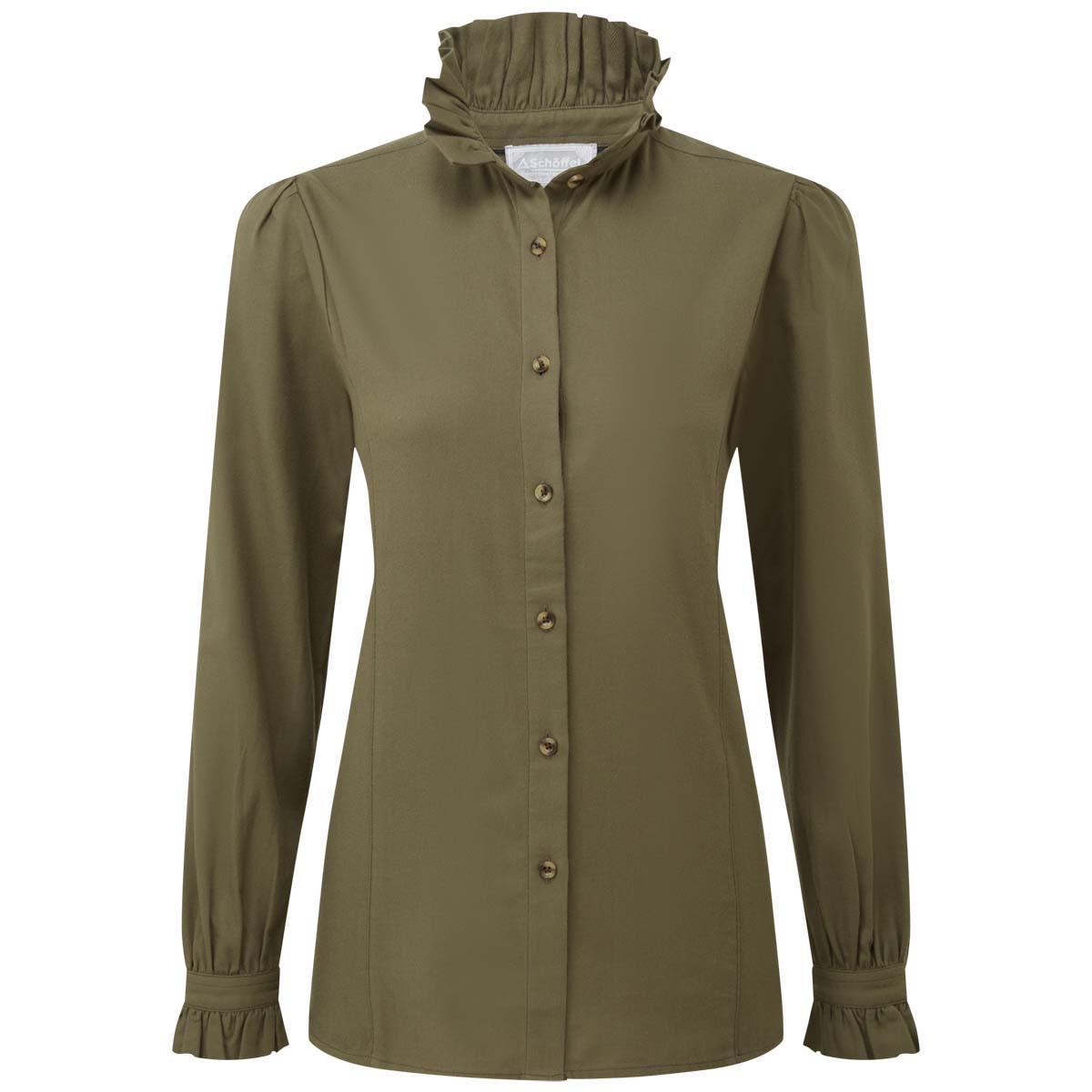 Dark Khaki Green Schoffel Womens Sheringham Shirt