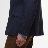 Navy Barbour Mens Godfrey Moons Shetland Blazer Side