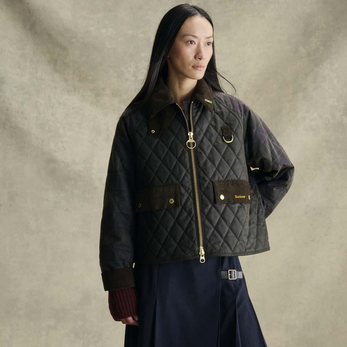 Barbour Womens Tartan Reimagined Icons Tartan Quilted Spey Wax Jacket